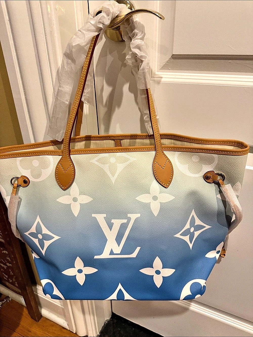 FAUX Neverfull LV Monogram Empreinte Gradient Blue Tote BNWOT